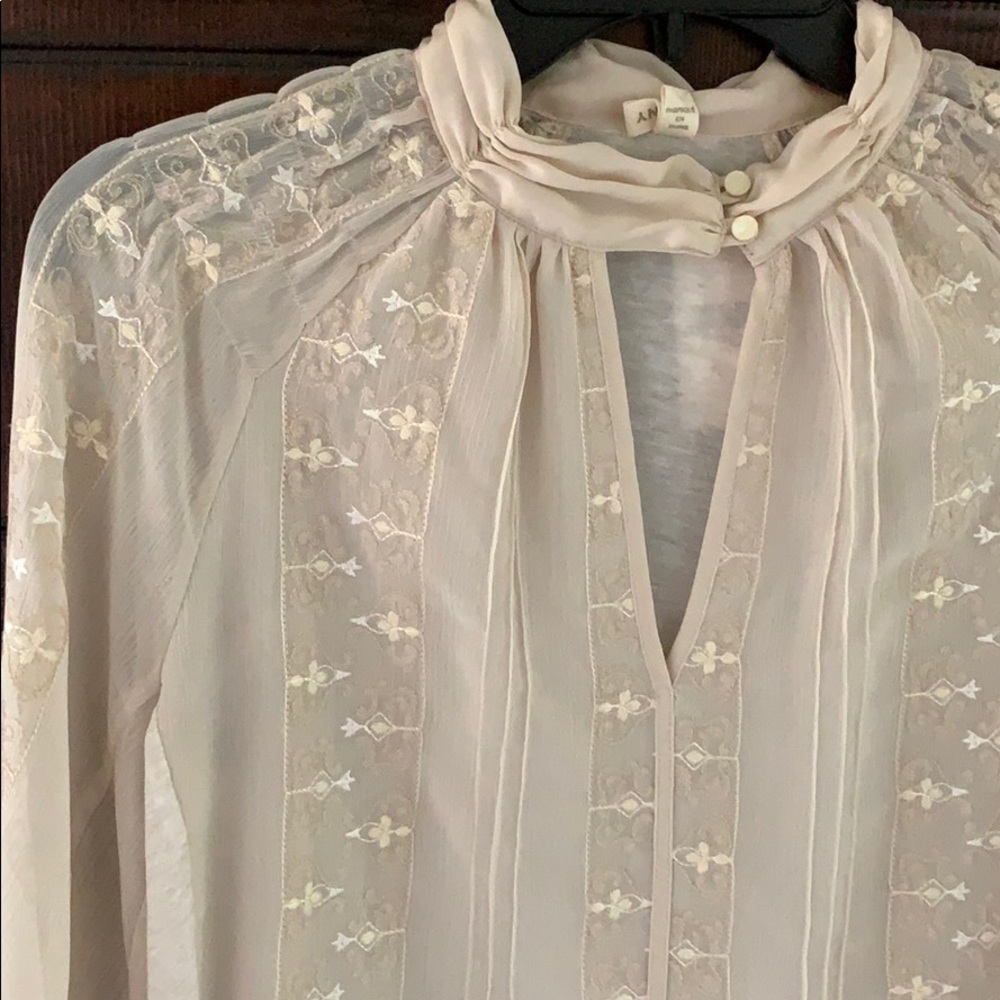 Anthropologie Cream Victorian Blouse By Tiny  Sz S